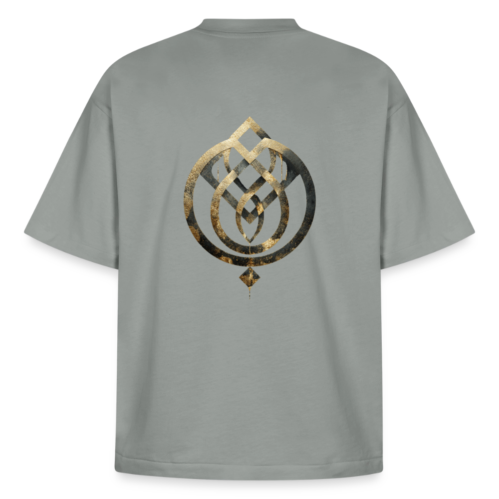 Heavyweight Unisex BioT-Shirt "Anima Soluta" vorne & hinten bedruckt - Nebelgrau