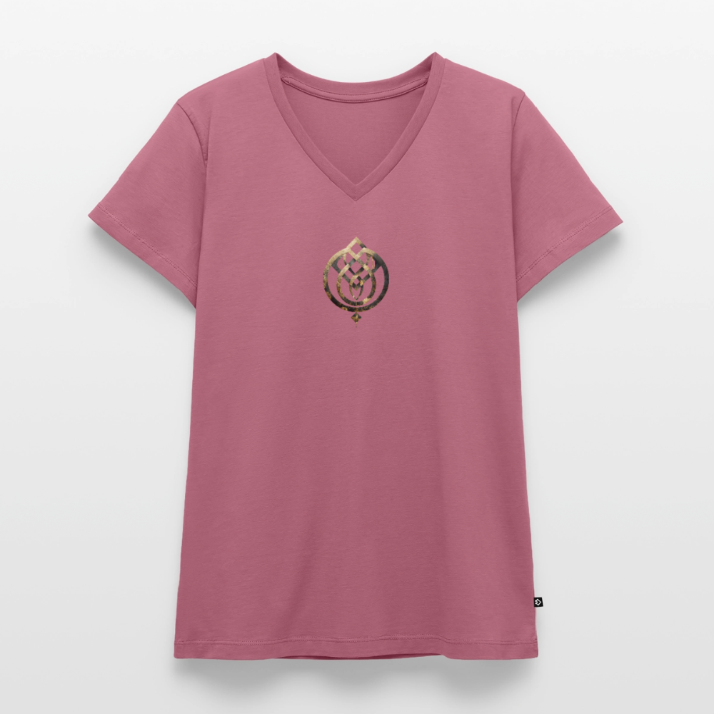 Frauen Bio-T-Shirt mit V-Ausschnitt Anima Soluta – beidseitig bedruck - Mauve