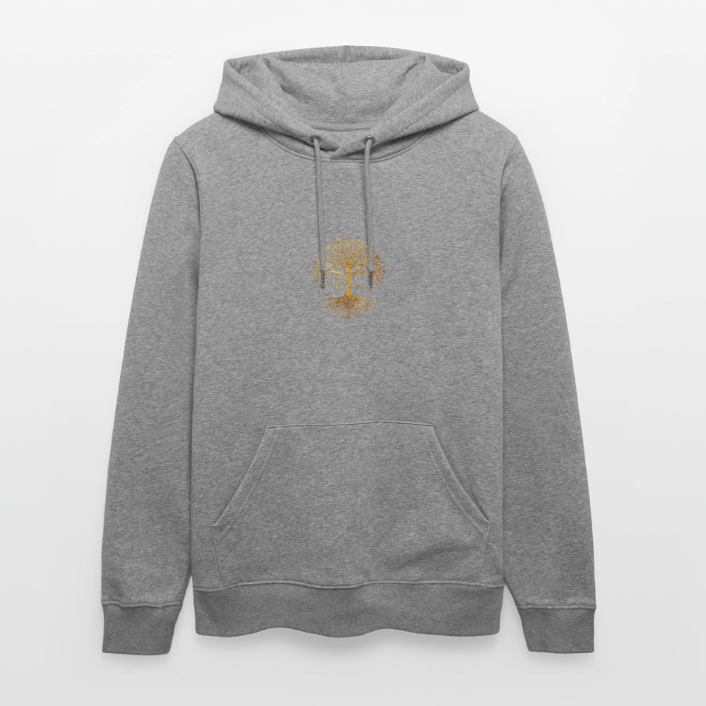 Unisex Bio-Hoodie "Weltenbaum" - Hellgrau marmoriert
