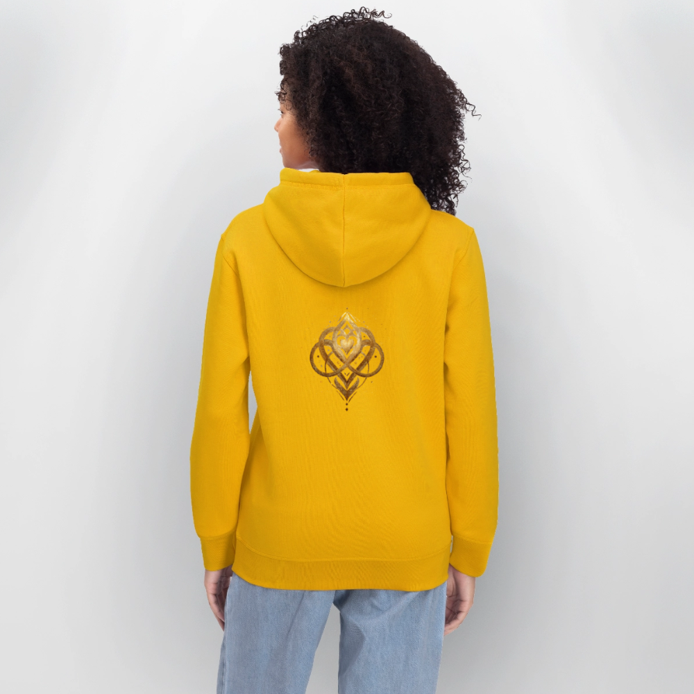 Unisex Bio-Hoodie "Agape" Druck vorne & hinten - Spektralgelb