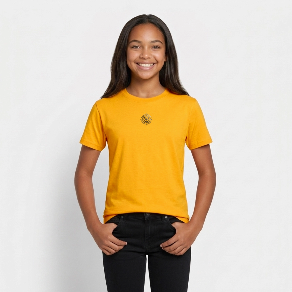 Teenager T-Shirt "Effatá" Rückseite "Die stille Kraft für den inneren Frieden." - Gold