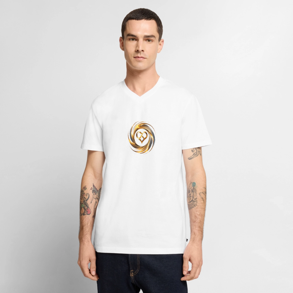 Männer Bio-T-Shirt mit V-Ausschnitt "ICH BIN" - Weiß
