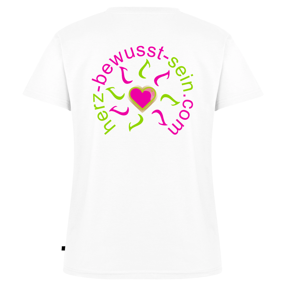 Frauen Bio-T-Shirt mit V-Ausschnitt Herz-bewusst-sein - Weiß