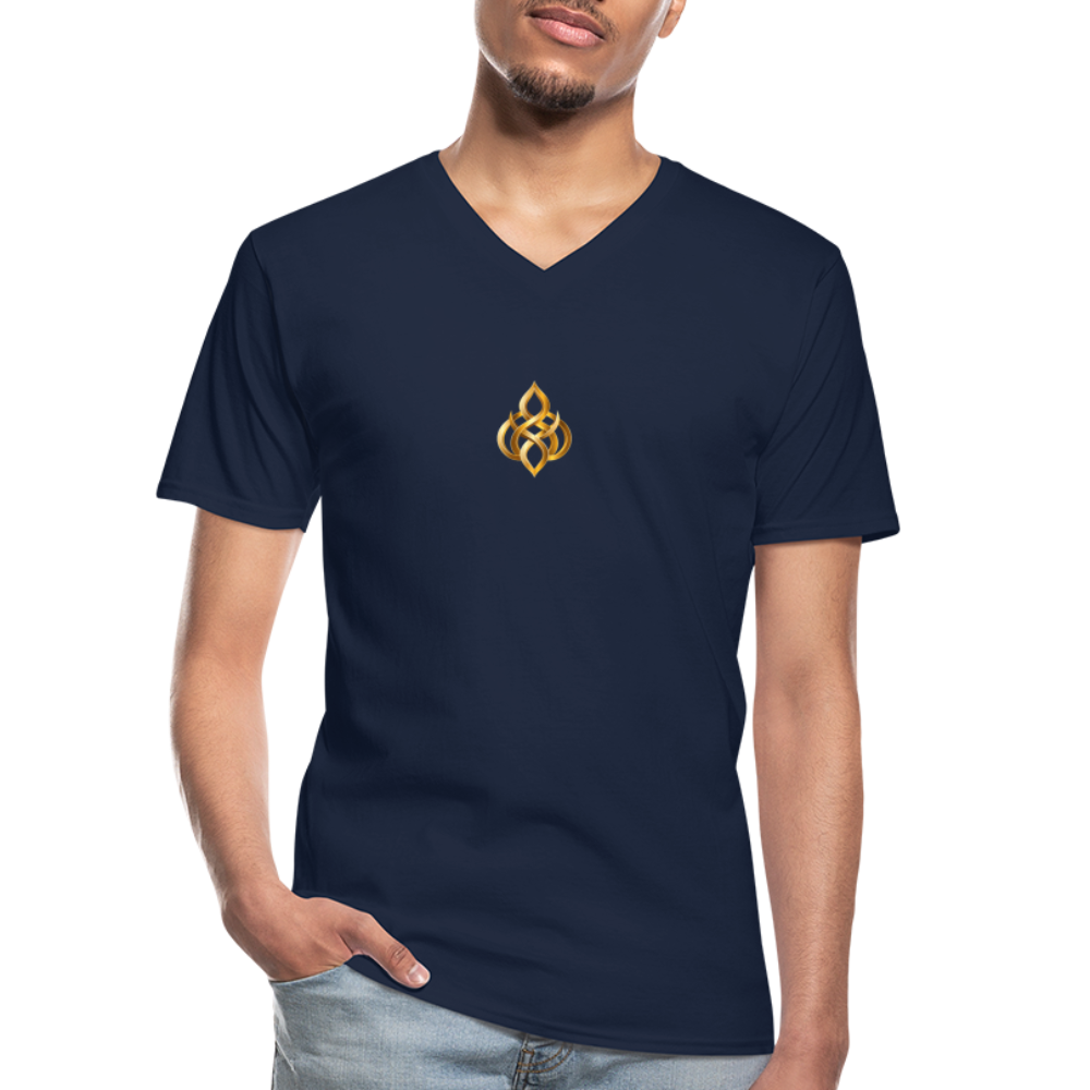 chiSign Quantenheilsymbol Zentrum und Ausgeglichenheit Klassisches Männer-T-Shirt mit V-Ausschnitt - Navy