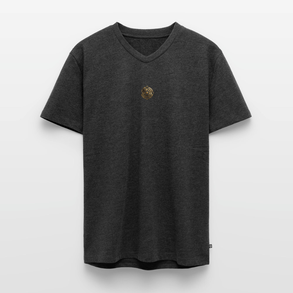 Männer Bio-T-Shirt mit V-Ausschnitt bedruckt vorne & hinten "Effatá – öffne dich." - Anthrazit meliert