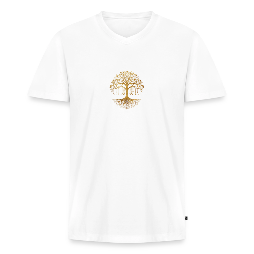 Männer Bio-T-Shirt mit V-Ausschnitt "Weltenbaum" - Weiß