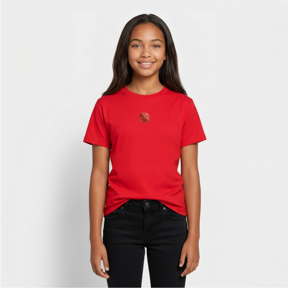 Teenager T-Shirt "Effatá" Rückseite "Die stille Kraft für den inneren Frieden." - Rot