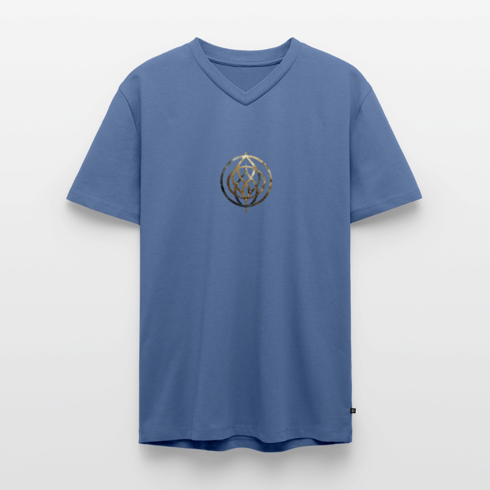 Männer Bio-T-Shirt mit V-Ausschnitt „Pax Interna“ - Taubenblau