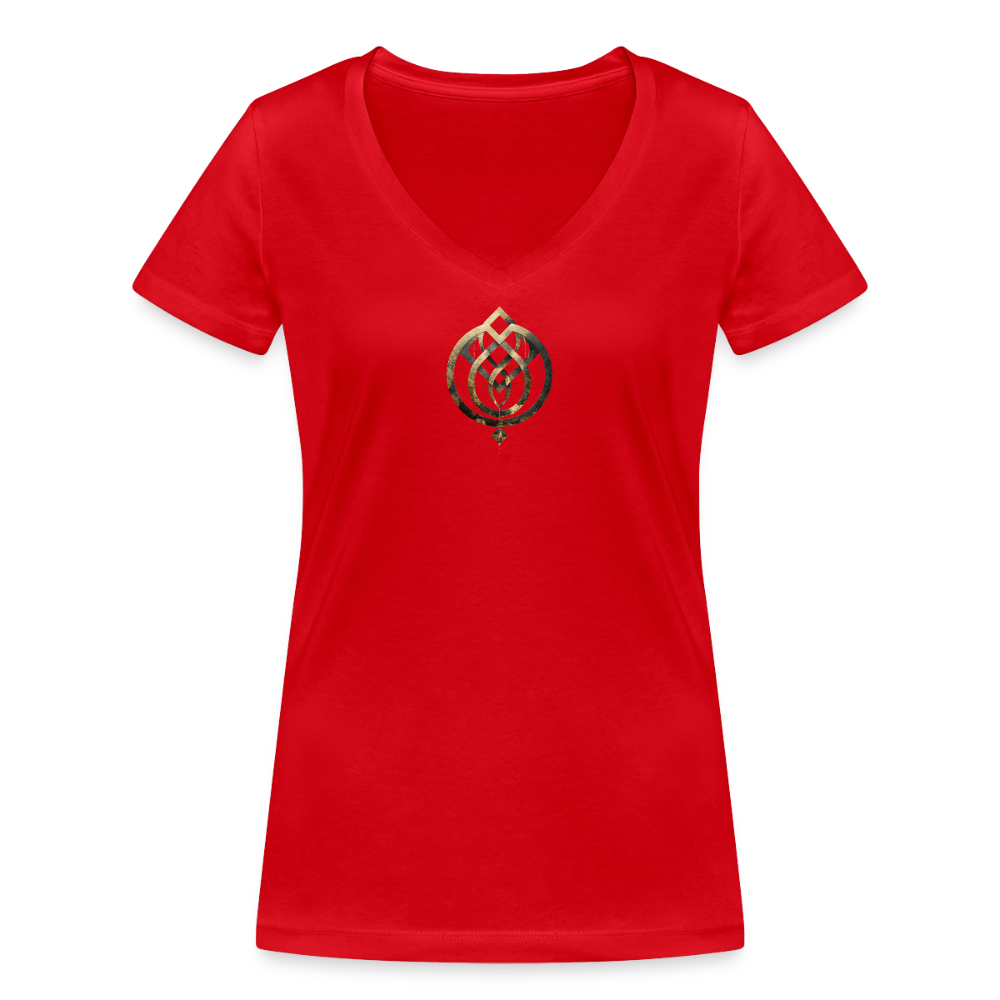 Frauen Bio-T-Shirt mit V-Ausschnitt Anima Soluta – beidseitig bedruck - Rot