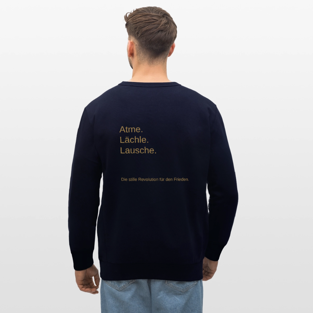 Unisex Bio-Sweatshirt "Atme Lächle Lausche" - Navy