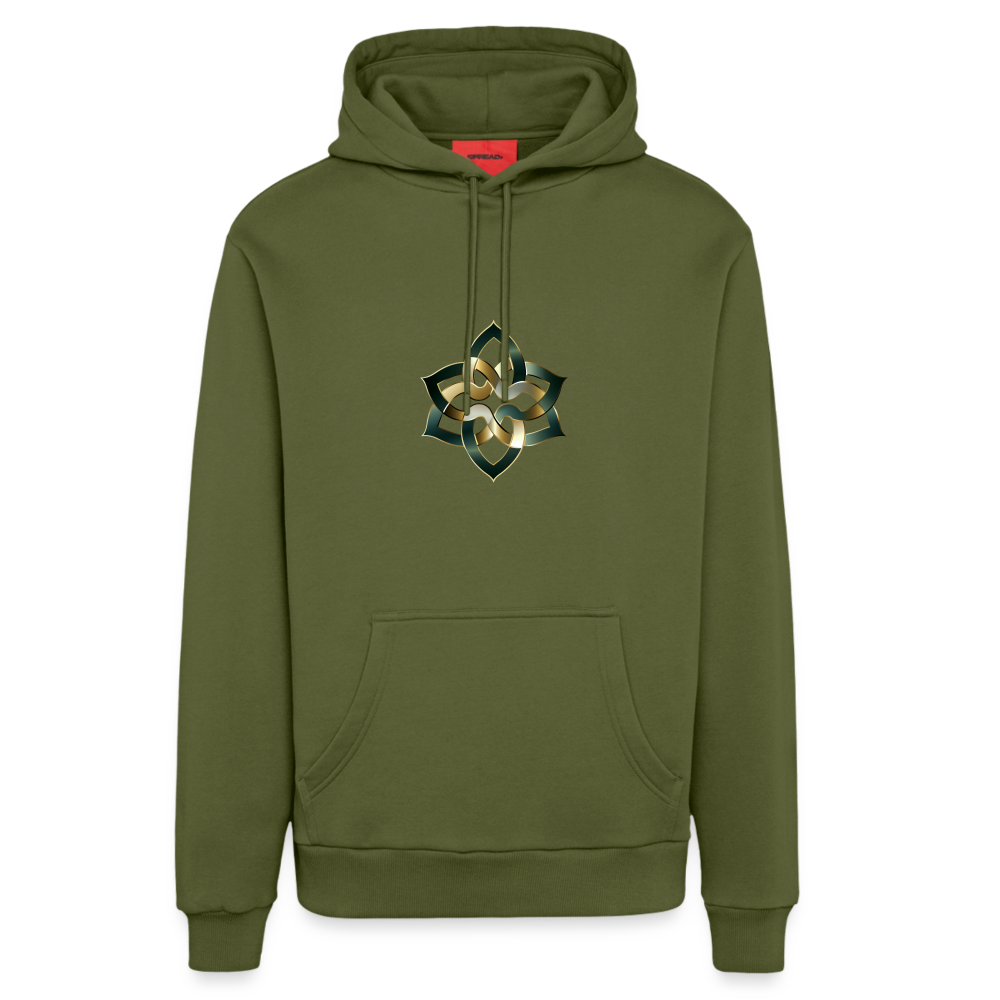 chiSign Quantenheilsymbol  Hilfreiche Freude & Mentoren Organic Relaxed Hoodie Made in EU - MOSS GREEN