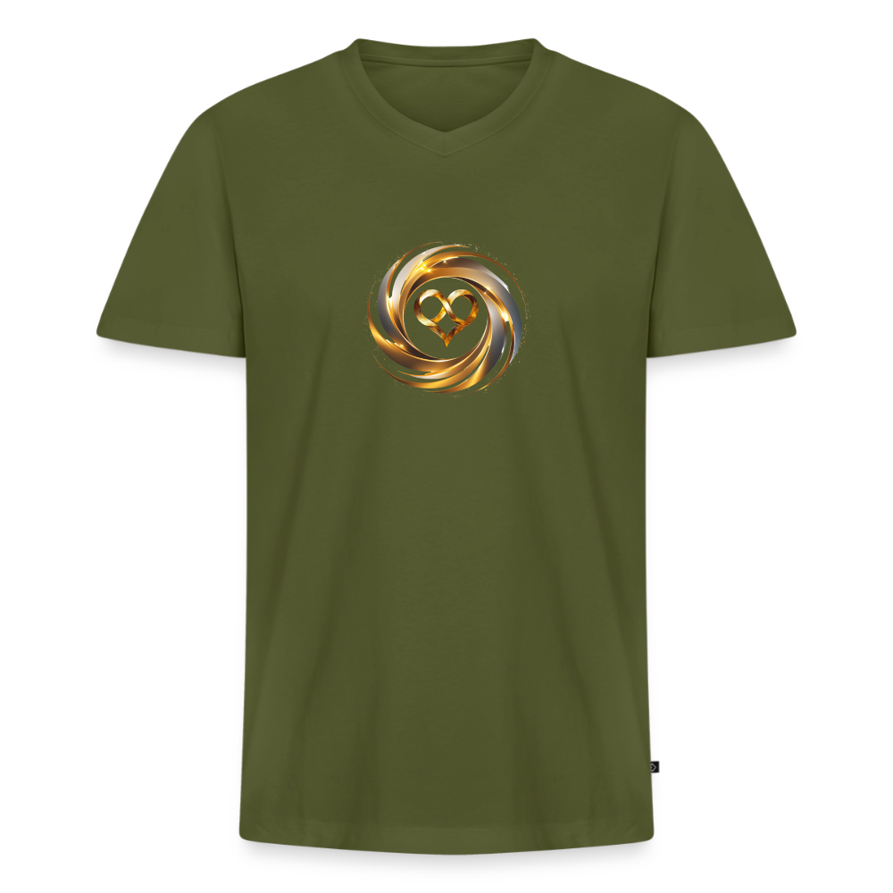 Männer Bio-T-Shirt mit V-Ausschnitt "ICH BIN" - Khaki