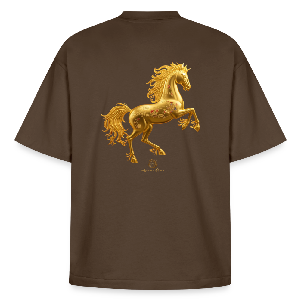 Heavyweight Unisex Bio T-Shirt "Feuerpferd - Dunkelbraun