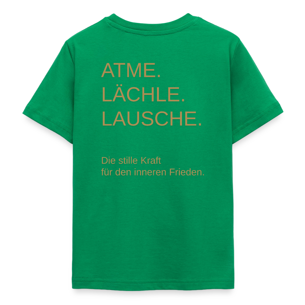 Teenager T-Shirt "Effatá" Rückseite "Die stille Kraft für den inneren Frieden." - Kelly Green
