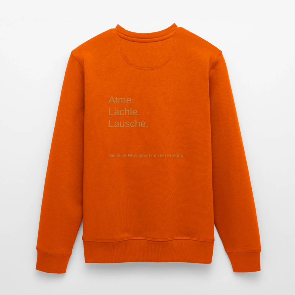 Unisex Bio-Sweatshirt "Atme Lächle Lausche" - Tieforange