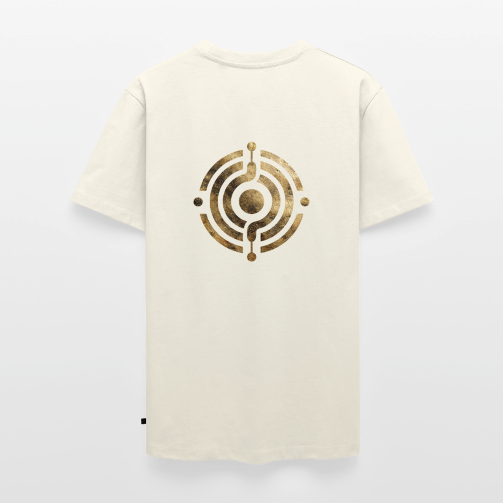 Männer Bio-T-Shirt mit V-Ausschnitt bedruckt vorne & hinten "Effatá – öffne dich." - Naturweiß