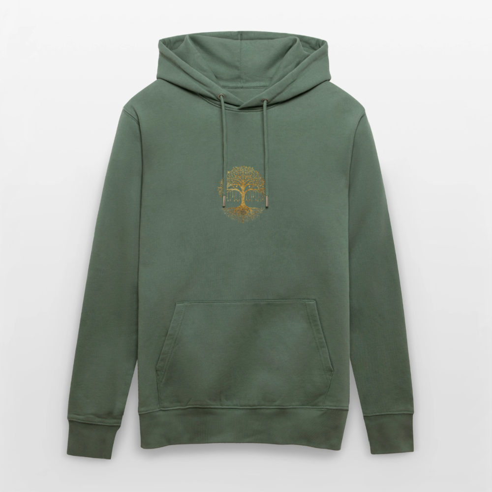 Unisex Bio-Hoodie "Weltenbaum" - Tanngrün