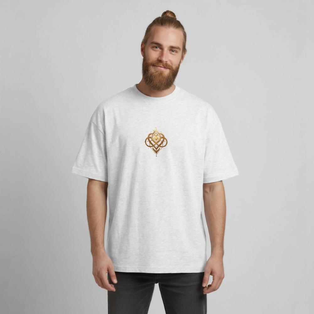 Heavyweight Unisex Bio T-Shirt "Agape" - Kühles Grau meliert