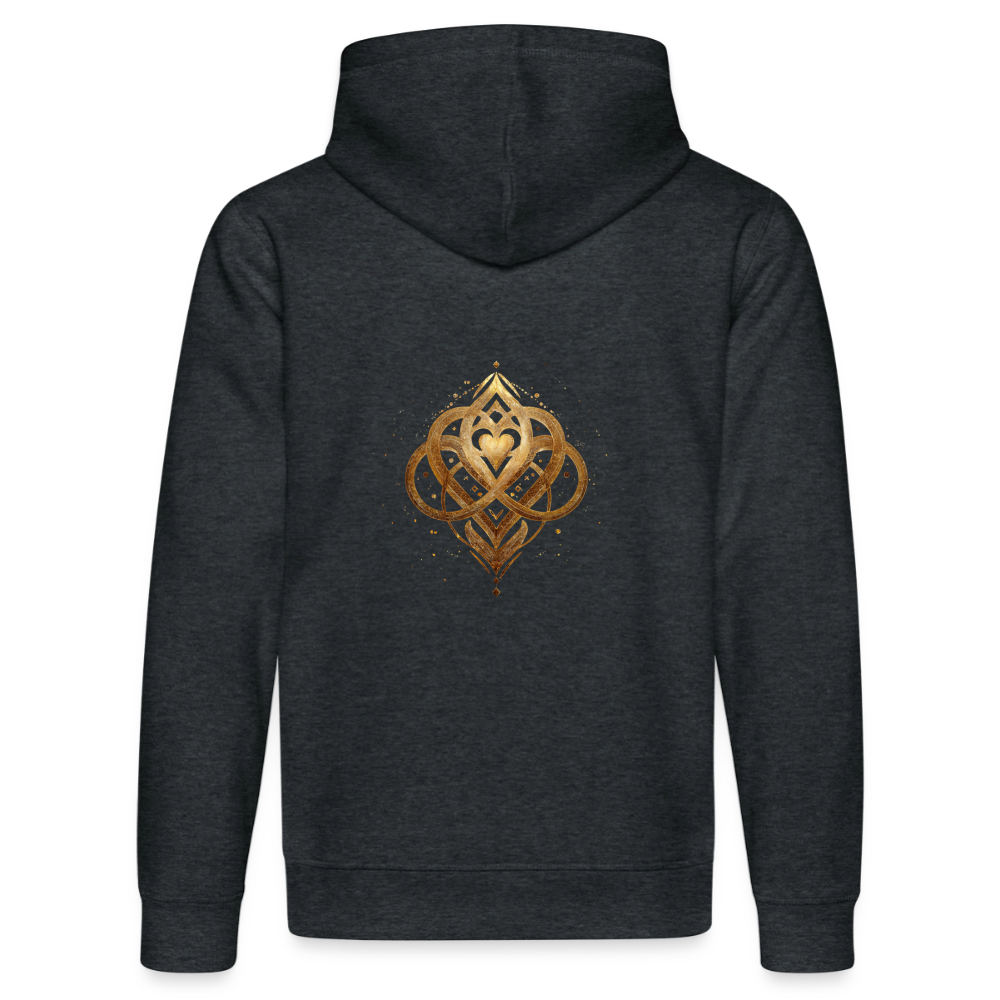 Unisex Bio-Hoodie "Agape" Druck vorne & hinten - Dunkelgrau meliert
