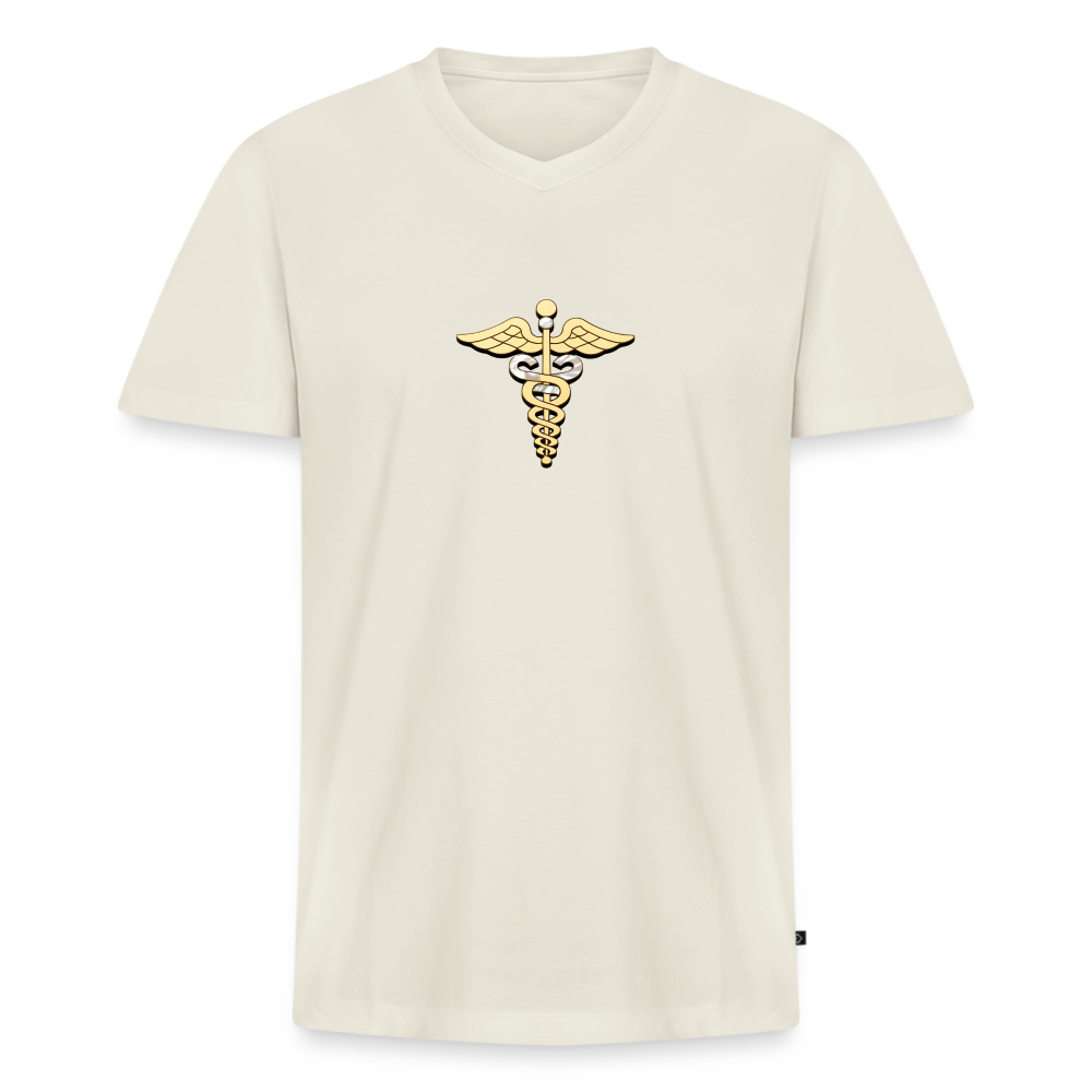 Männer Bio-T-Shirt mit V-Ausschnitt "Merkurstab" - Naturweiß