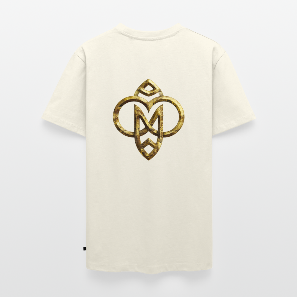 Männer Bio-T-Shirt mit V-Ausschnitt "Die höchste Monade" Druck vorne & hinten - Naturweiß