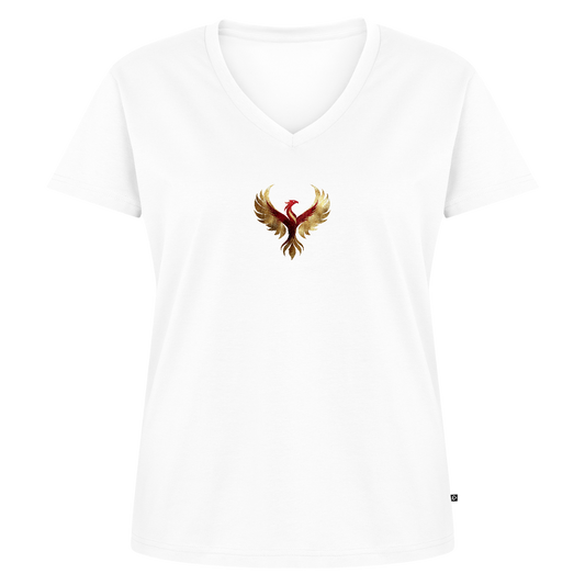 Frauen Bio-T-Shirt mit V-Ausschnitt "Auferstehung" - Weiß