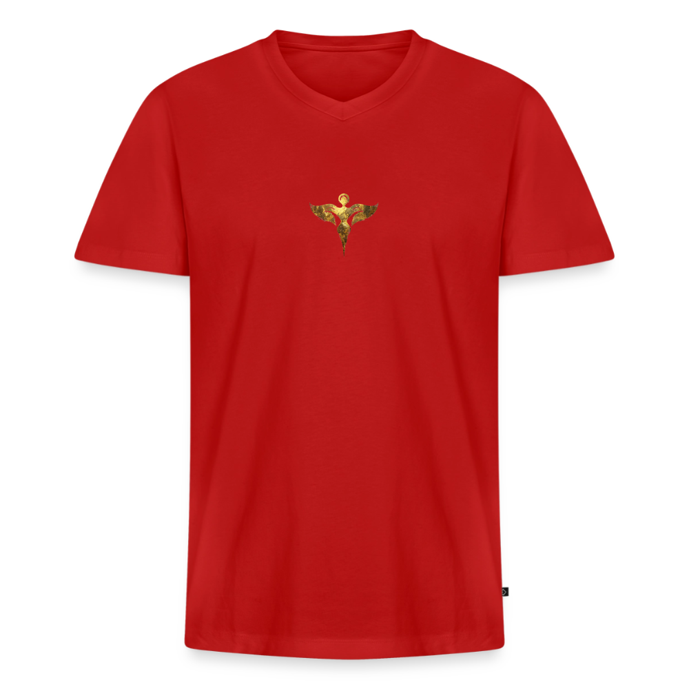 Männer Bio-T-Shirt mit V-Ausschnitt "Gaia" - Rot