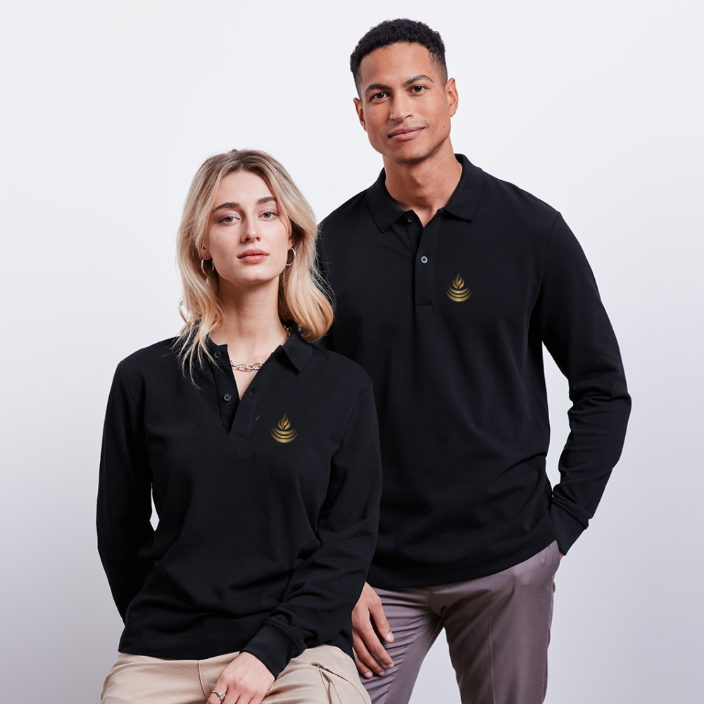 chiSign Quantenheilsymbol "Reichtum & Erfolg"  Druck VS/RS Stanley/Stella Unisex Bio-Langarm-Poloshirt PREPSTER - Schwarz