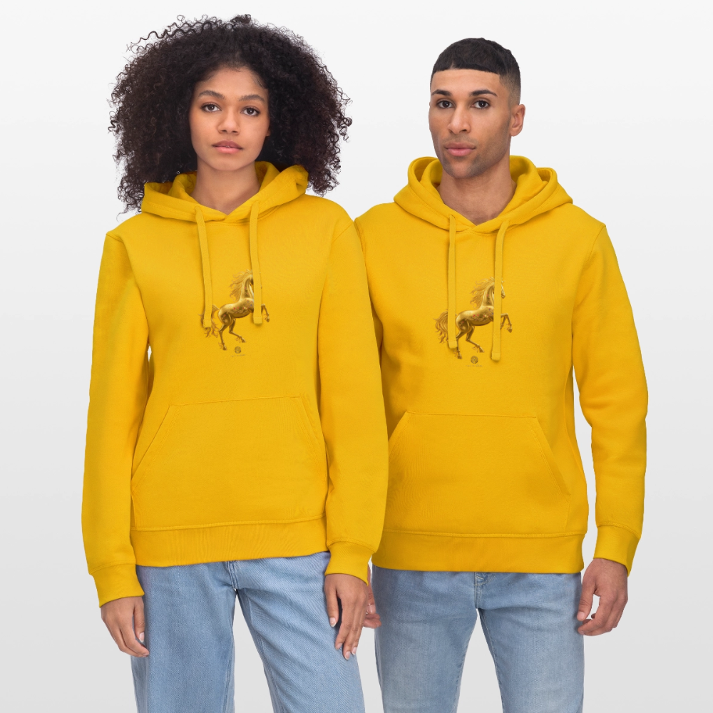 Unisex Bio-Hoodie "Feuerpferd" - Spektralgelb
