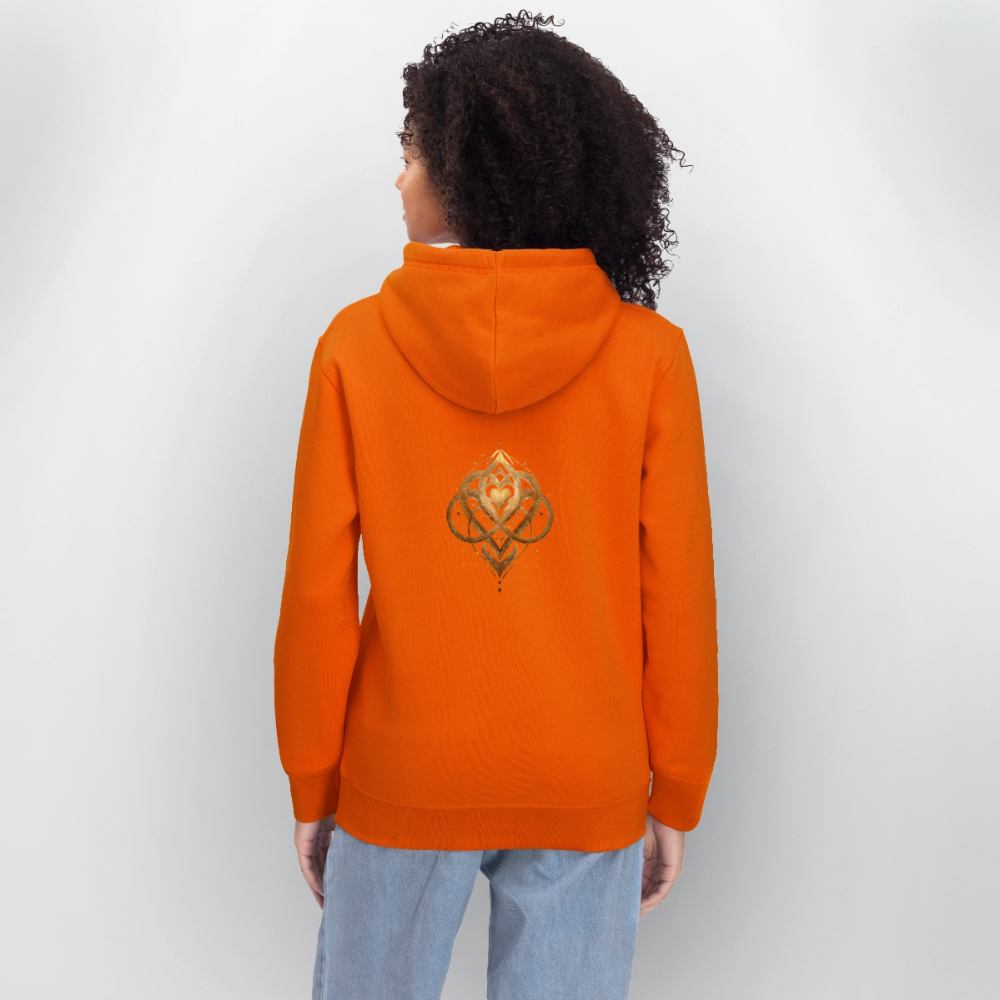 Unisex Bio-Hoodie "Agape" Druck vorne & hinten - Tieforange