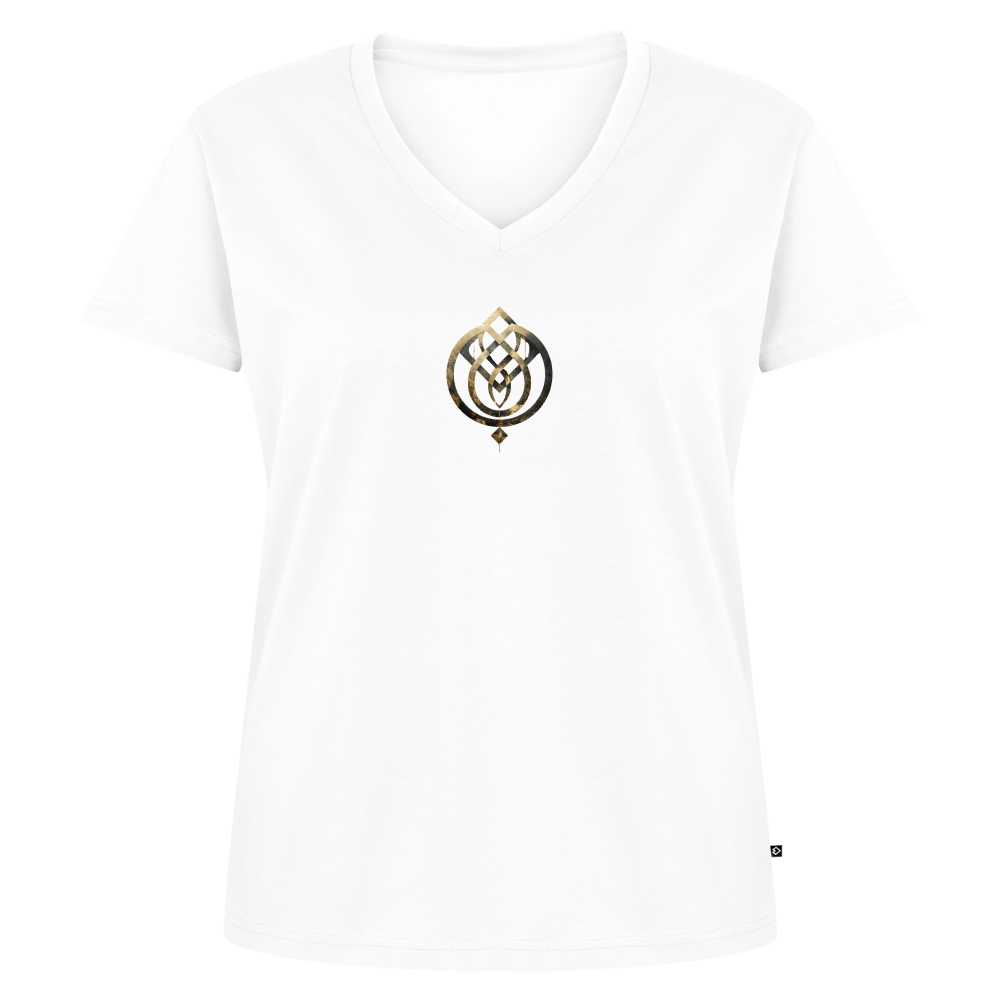 Frauen Bio-T-Shirt mit V-Ausschnitt Anima Soluta – beidseitig bedruck - Weiß