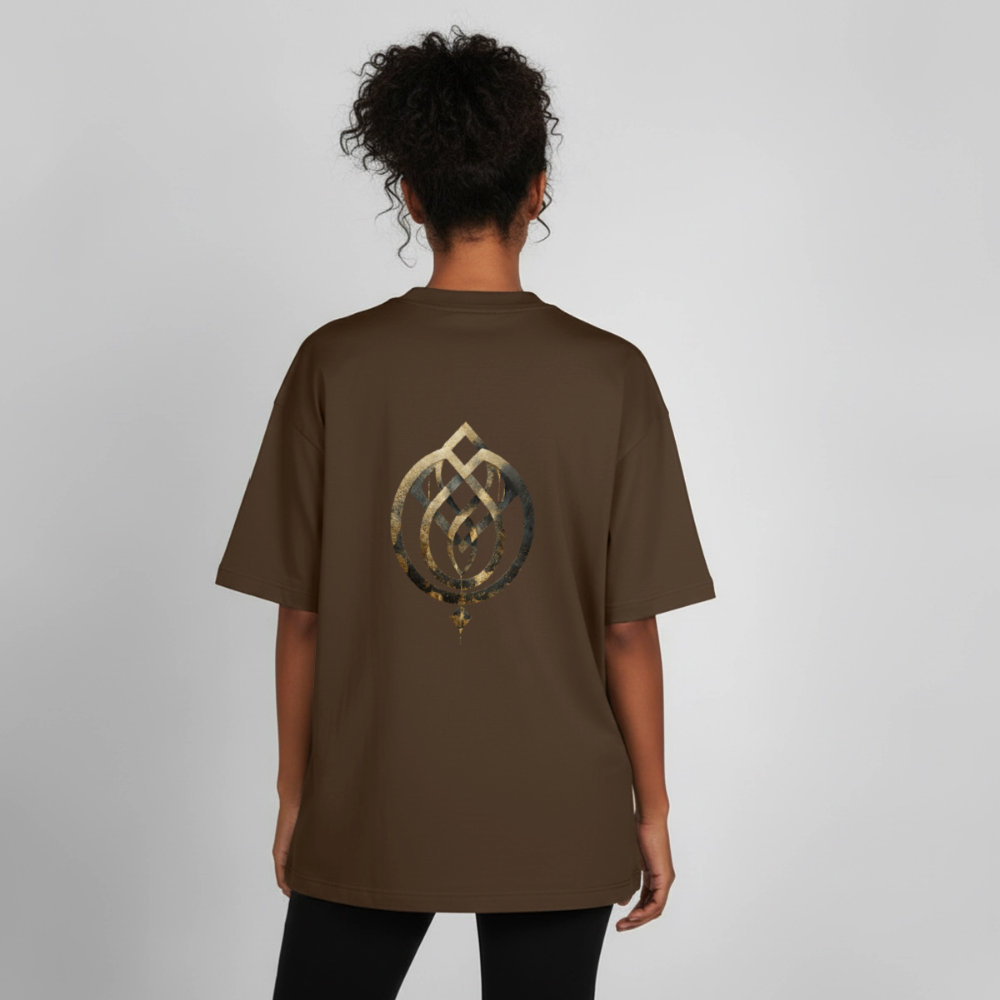 Heavyweight Unisex BioT-Shirt "Anima Soluta" vorne & hinten bedruckt - Dunkelbraun