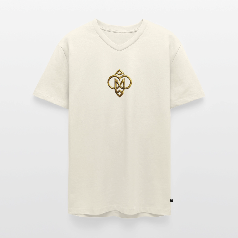 Männer Bio-T-Shirt mit V-Ausschnitt "Höchste Monade" - Naturweiß