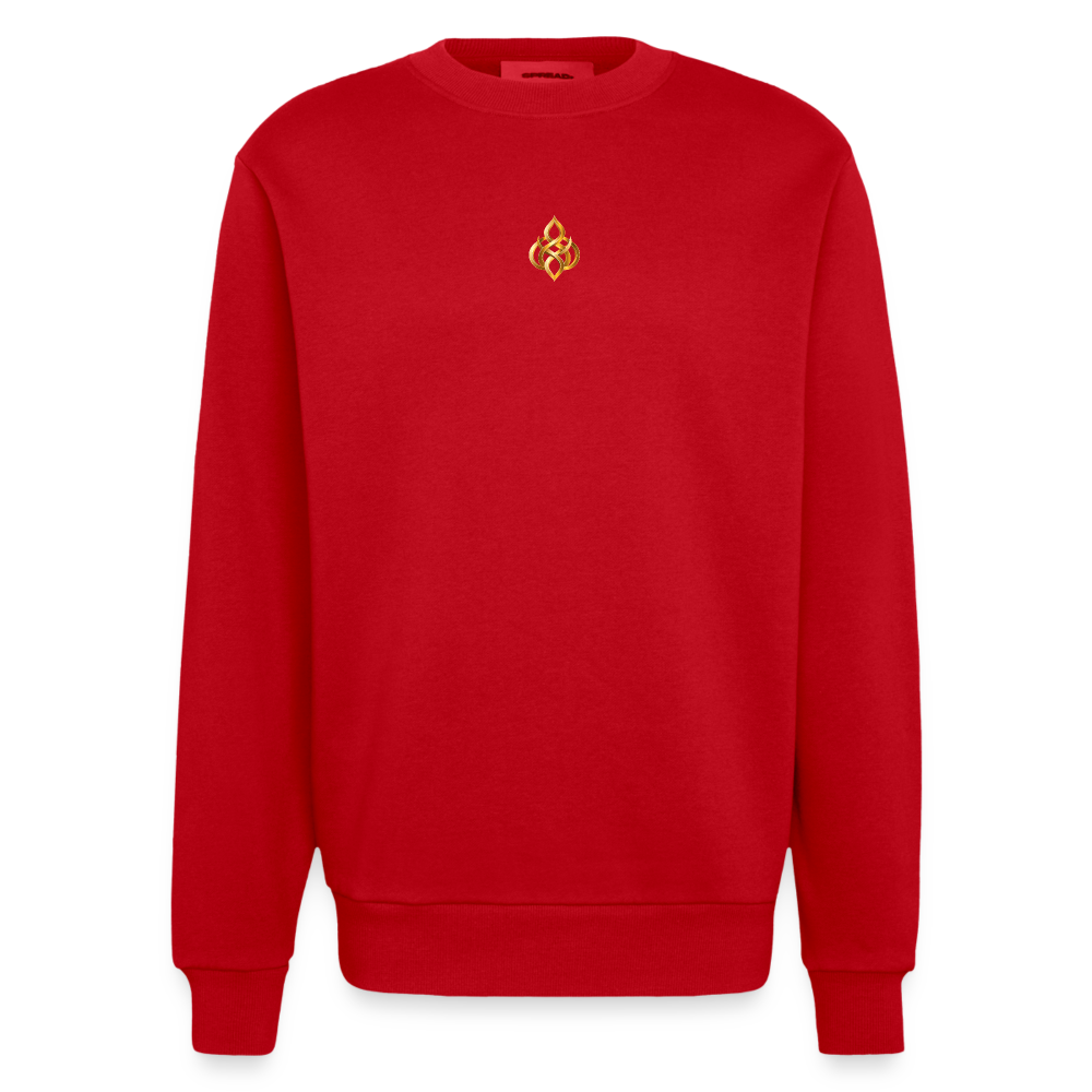 chiSign Quantenheilsymbol Zentrum und Ausgeglichenheit Heavyweight Oversized Organic Crew Neck Made in EU - Rot