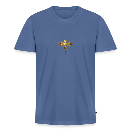 Männer Bio-T-Shirt mit V-Ausschnitt "Gaia" - Taubenblau