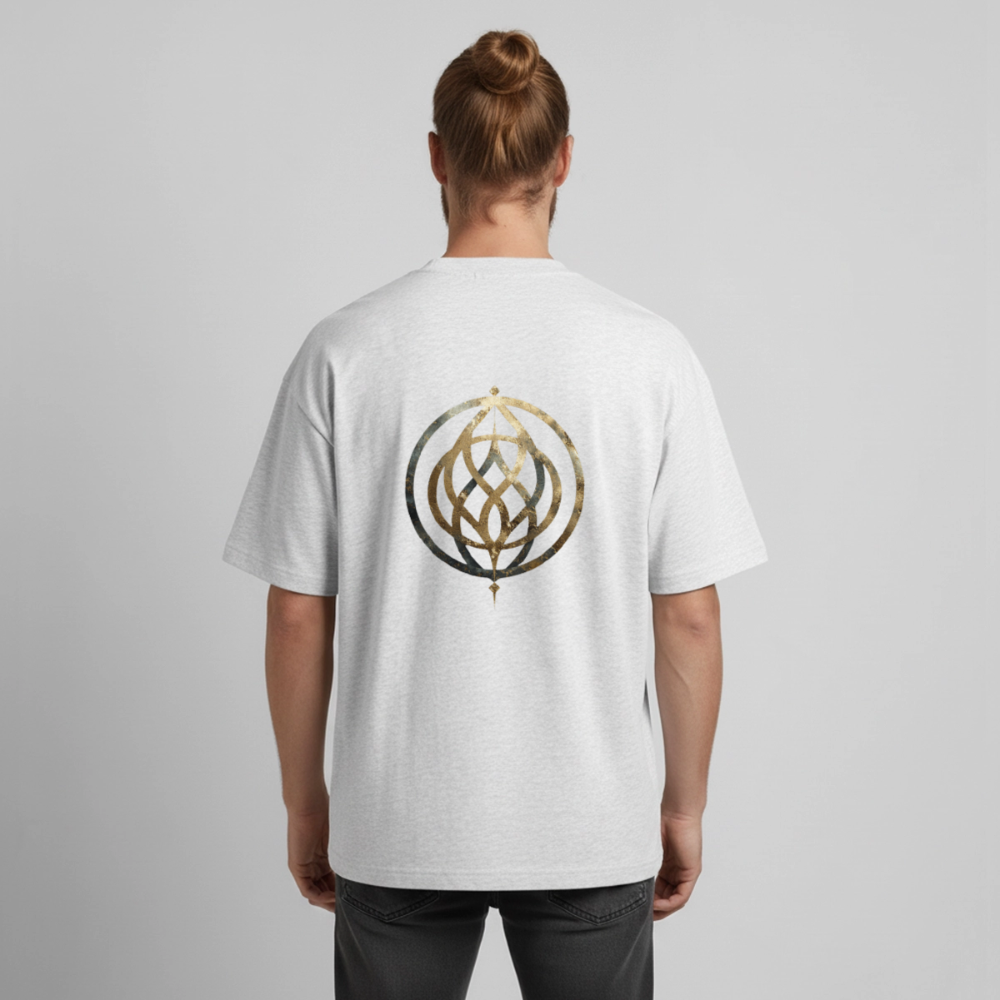 Heavyweight Unisex Bio T-Shirt „Pax Interna“ – der innere Frieden" - Kühles Grau meliert