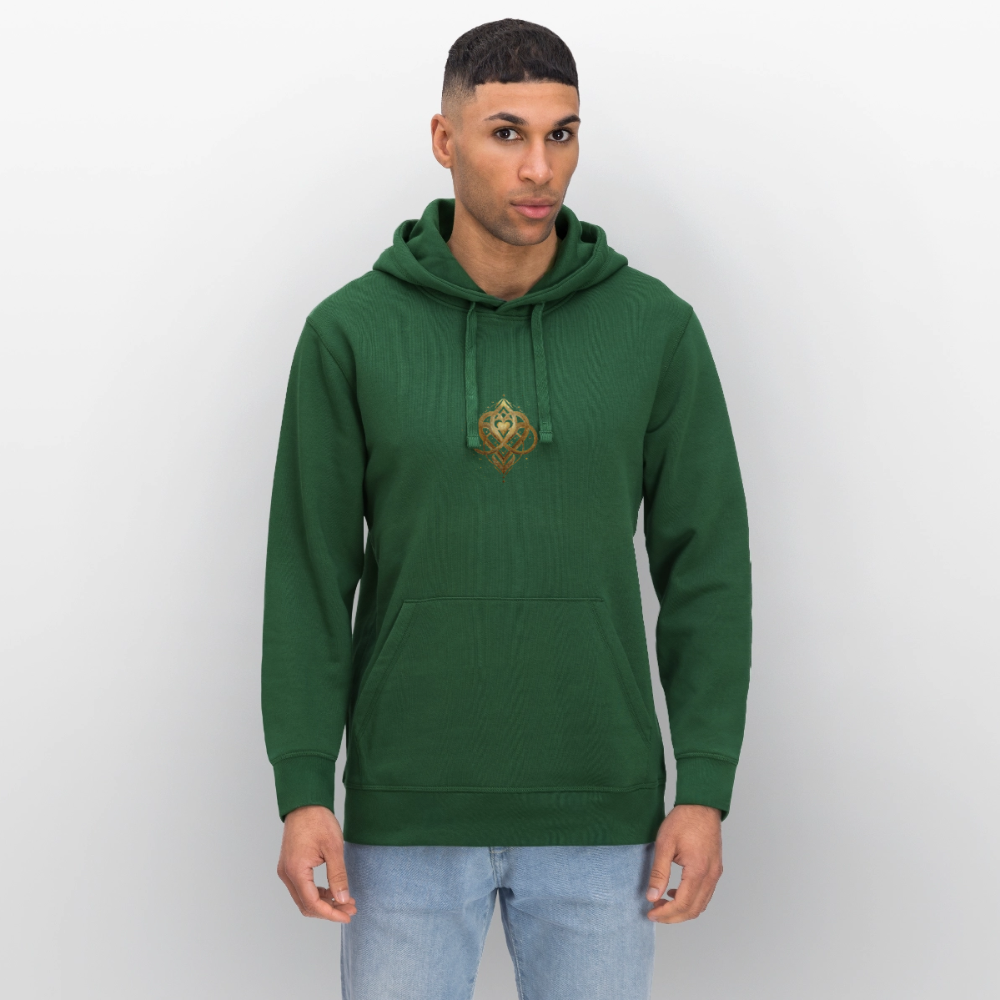 Unisex Bio-Hoodie "Agape" Druck vorne & hinten - Flaschengrün