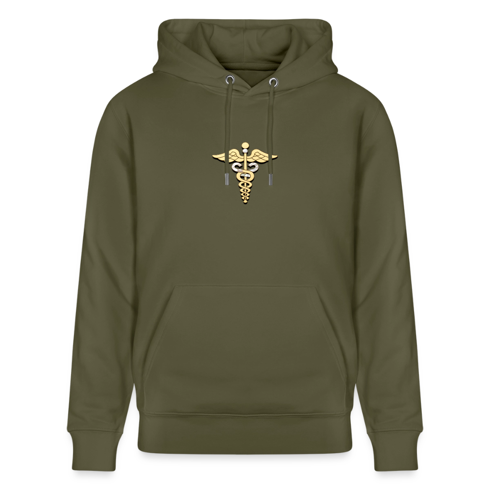 Unisex Bio-Hoodie "Merkurstab - Schutz" - Khaki Grün