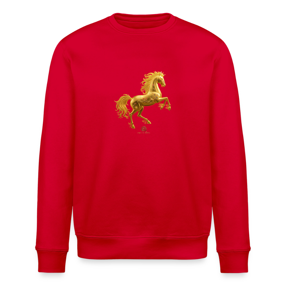 Unisex Bio-Sweatshirt "Feuerpferd" - Rot