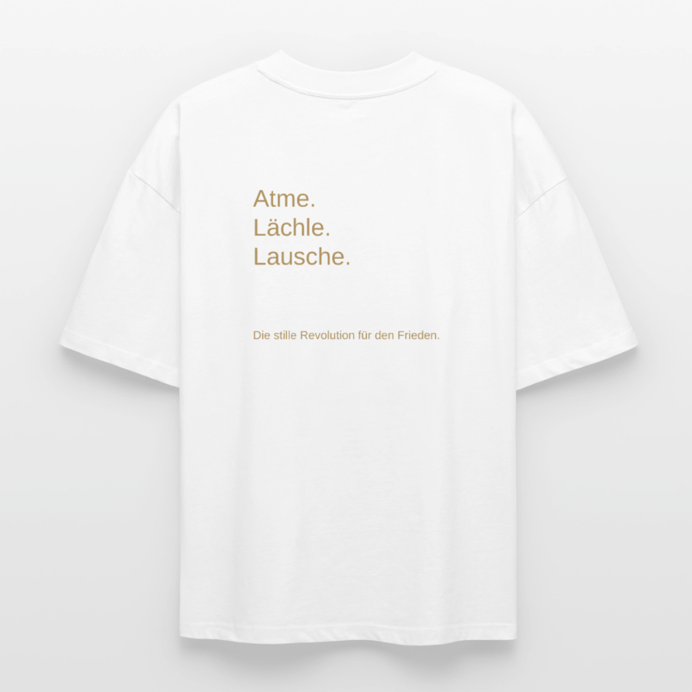 Heavyweight Unisex Bio T-Shirt "Atme Lächle Lausche" - Weiß