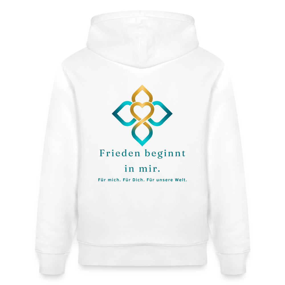 Unisex Bio-Hoodie FRIEDEN BEGINNT IN MIR. - Weiß