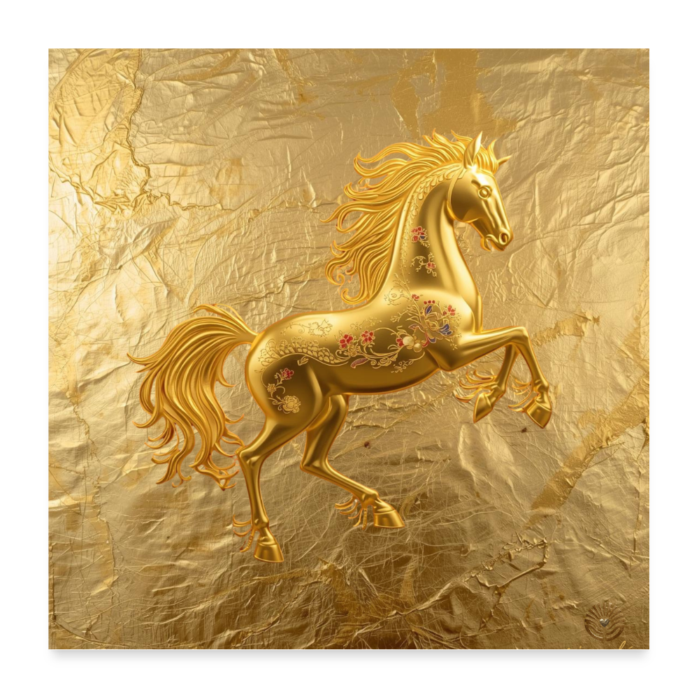 Poster 60x60 cm Feuerpferd - Weiß