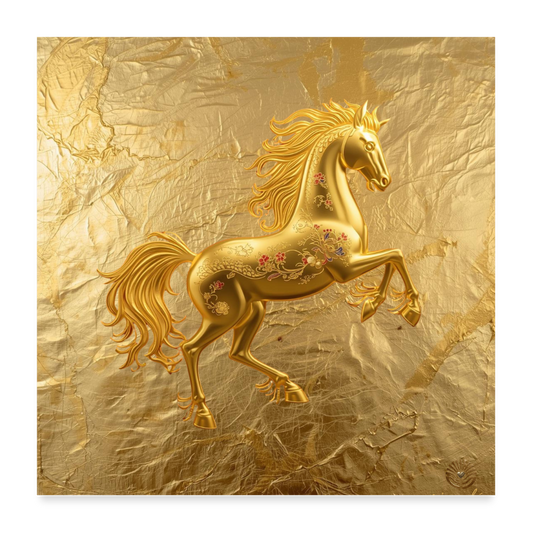 Poster 60x60 cm Feuerpferd - Weiß