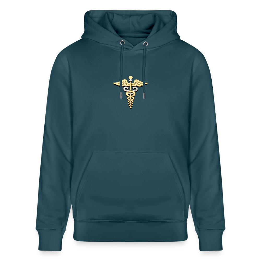 Unisex Bio-Hoodie "Merkurstab - Schutz" - Dunkles Petrol