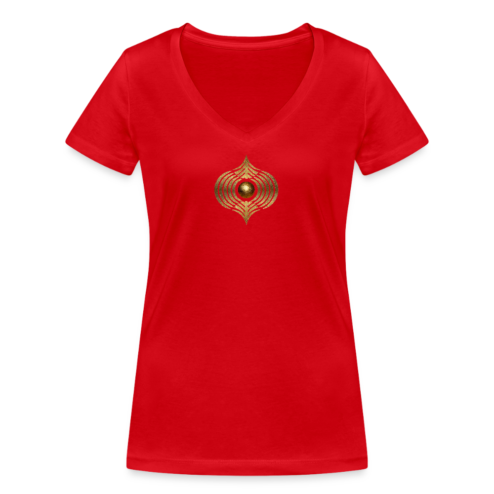 Frauen Bio-T-Shirt mit V-Ausschnitt "Klarfeld" - Rot