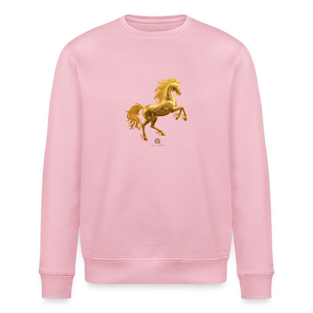 Unisex Bio-Sweatshirt "Feuerpferd" - Hellrosa