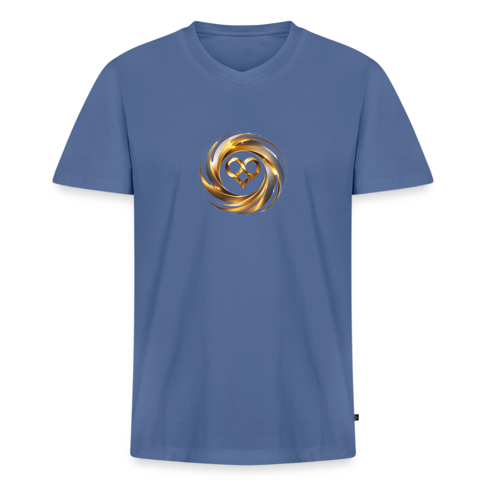 Männer Bio-T-Shirt mit V-Ausschnitt "ICH BIN" - Taubenblau
