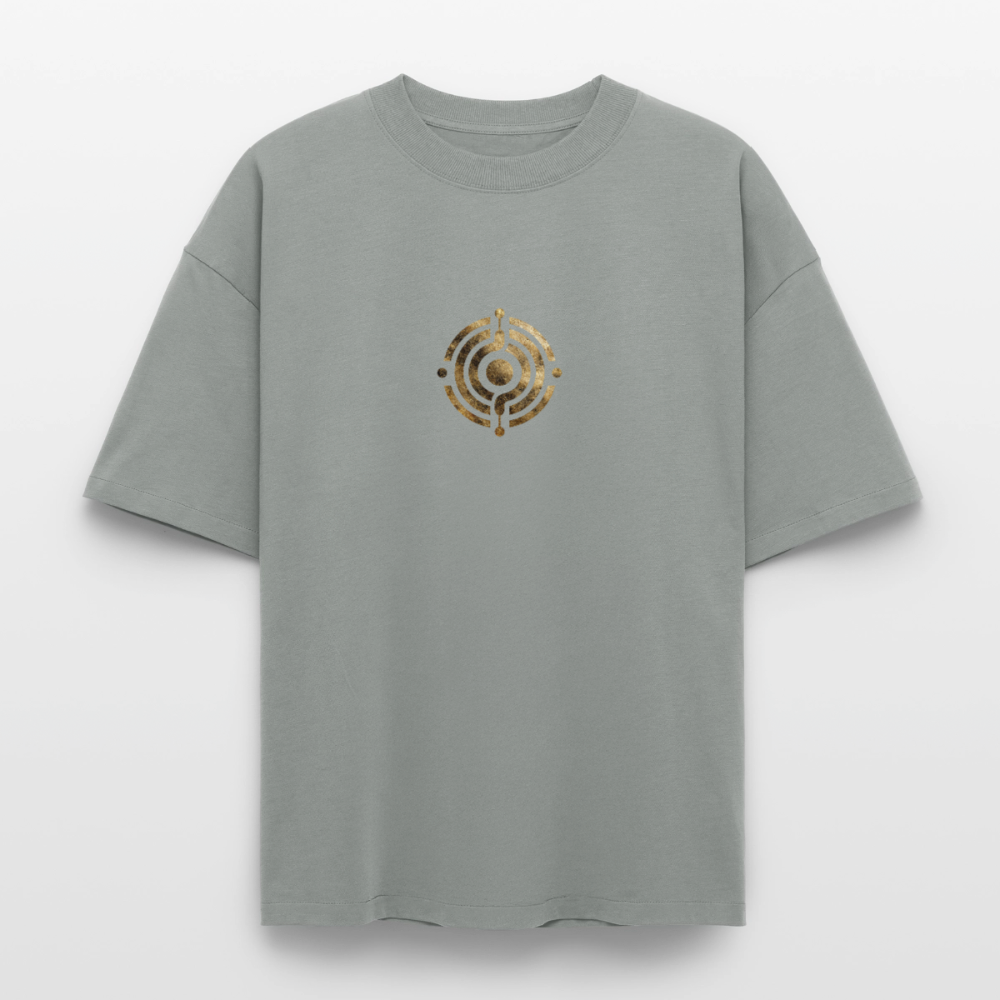 Heavyweight Unisex Bio T-Shirt "Atme Lächle Lausche" - Nebelgrau