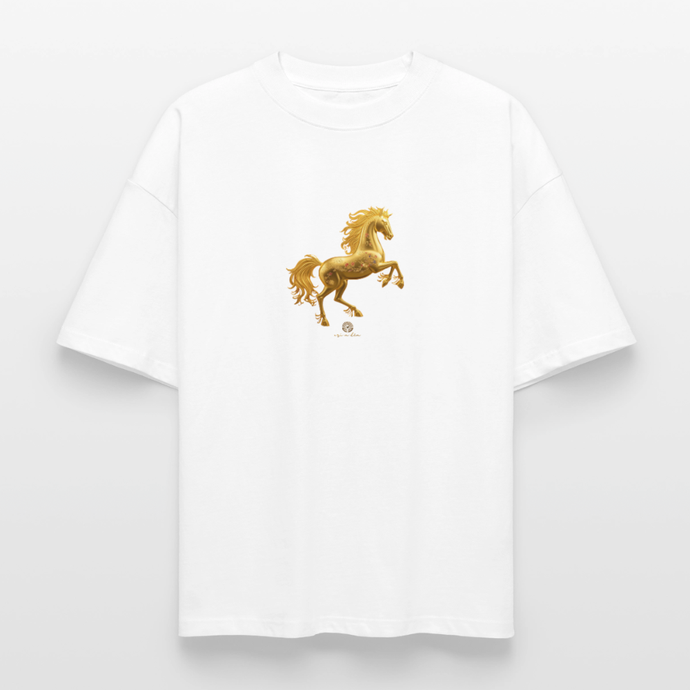 Heavyweight Unisex Bio T-Shirt 	"Feuerpferd" - Weiß