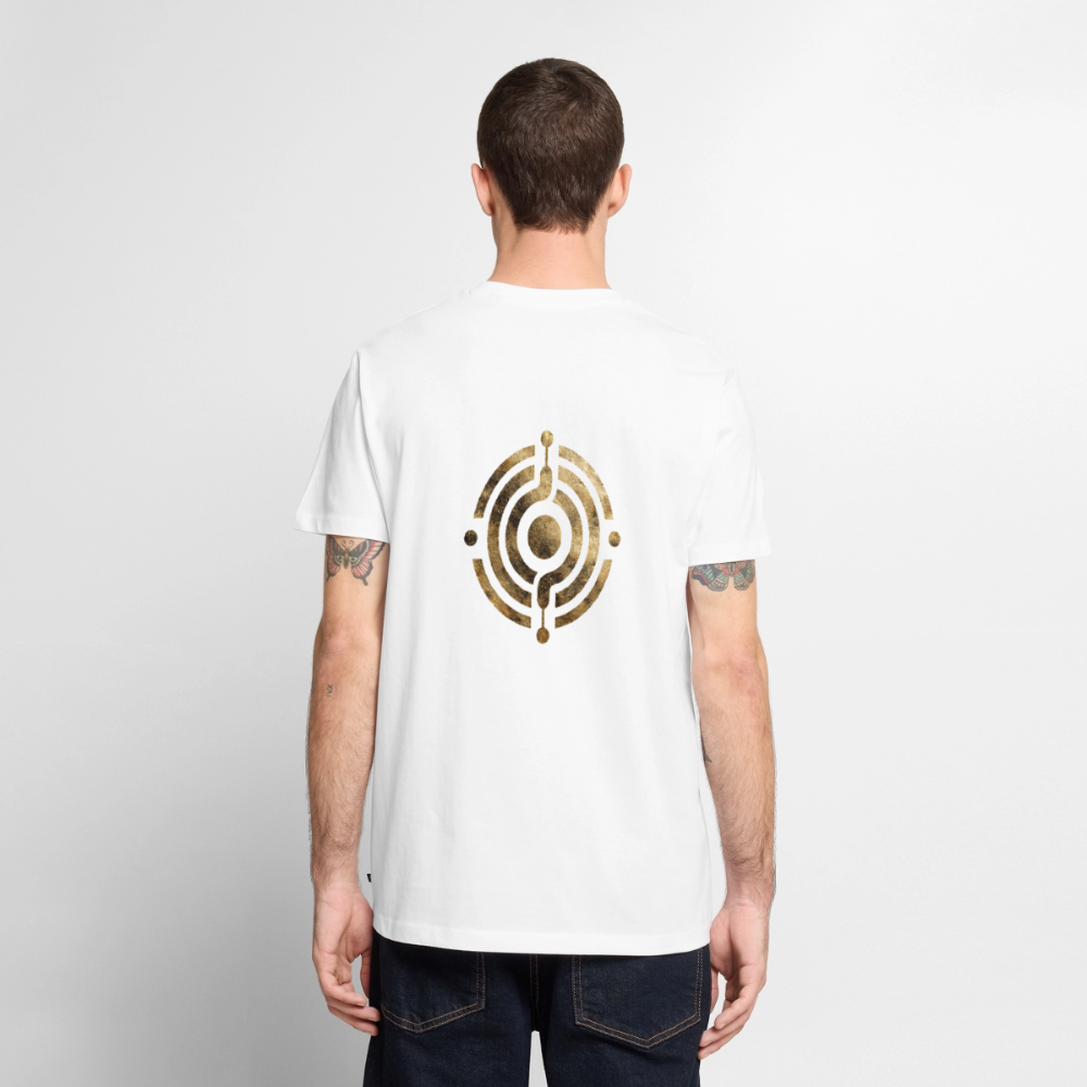 Männer Bio-T-Shirt mit V-Ausschnitt bedruckt vorne & hinten "Effatá – öffne dich." - Weiß